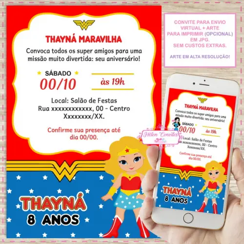 Convite Digital Mulher Maravilha