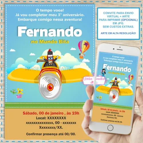 Convite Digital Mundo Bita Aviador