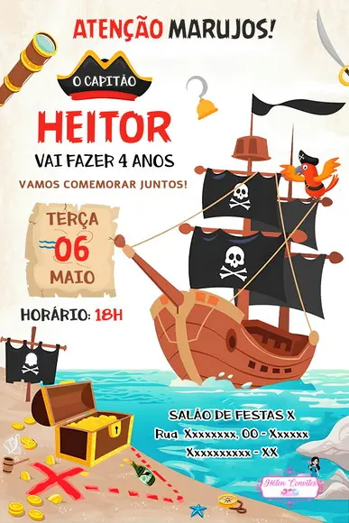 Convite Digital Navio Pirata