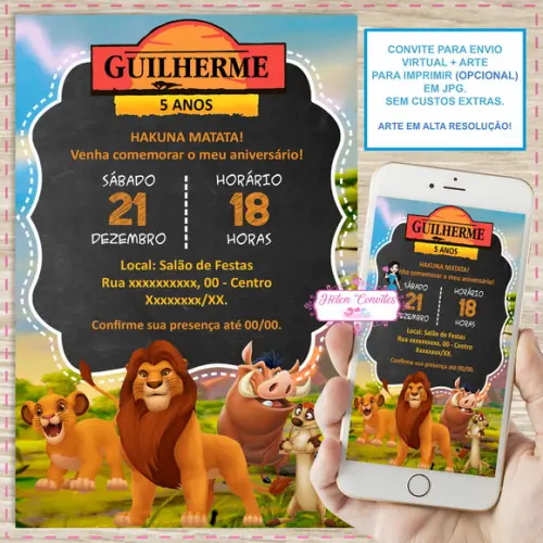 Convite Digital o Rei Leão