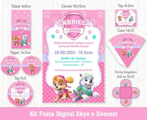 Convite Digital Patrulha Canina - Skye e Everest