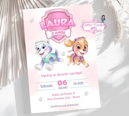 Convite Digital Patrulha Canina - Skye e Everest