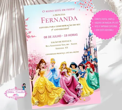 Convite Digital Princesas Disney