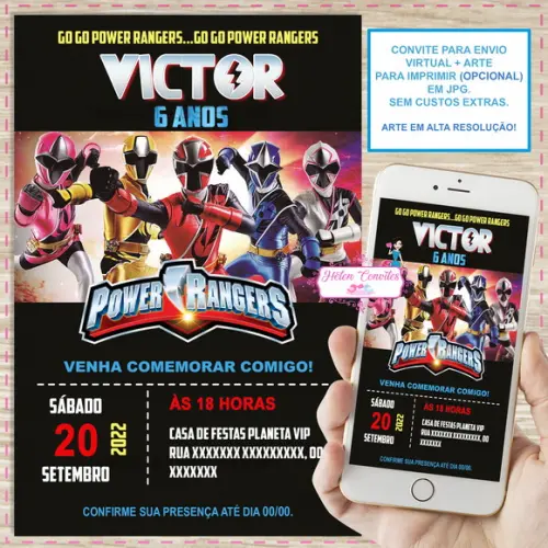 Convite Digital Power Rangers
