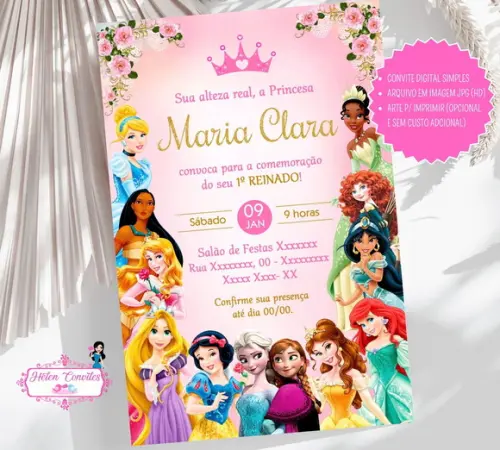 Convite Digital Princesas Disney
