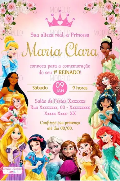 Convite Digital Princesas Disney