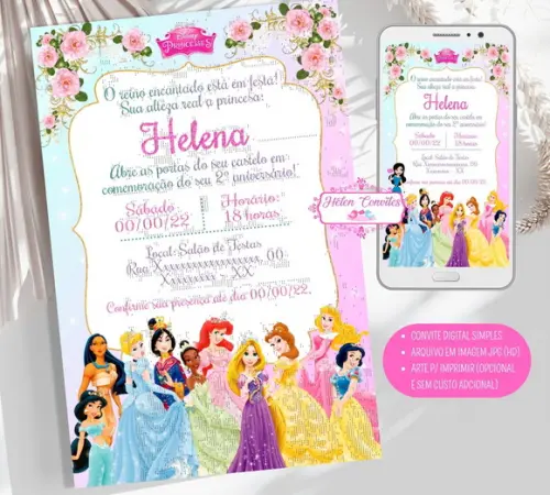 Convite Digital Princesas Disney