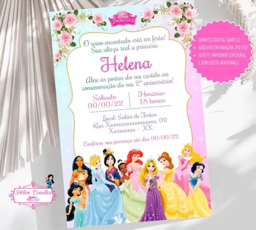 Convite Digital Princesas Disney