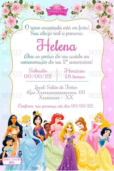 Convite Digital Princesas Disney