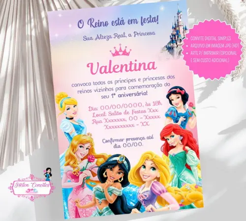 Convite Digital Princesas Disney
