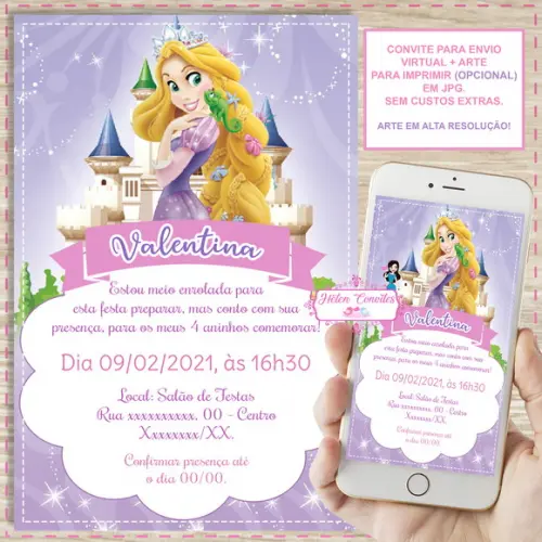 Convite Digital Rapunzel