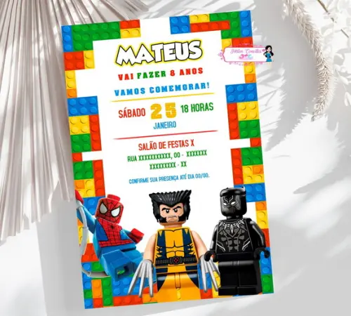 Convite Digital Super Lego Heróis