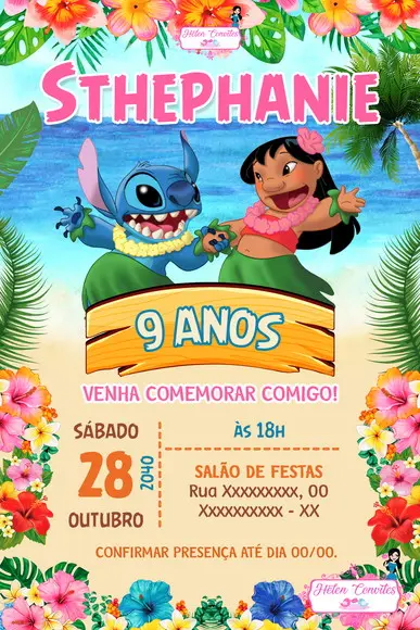Convite Digital Stitch e Lilo