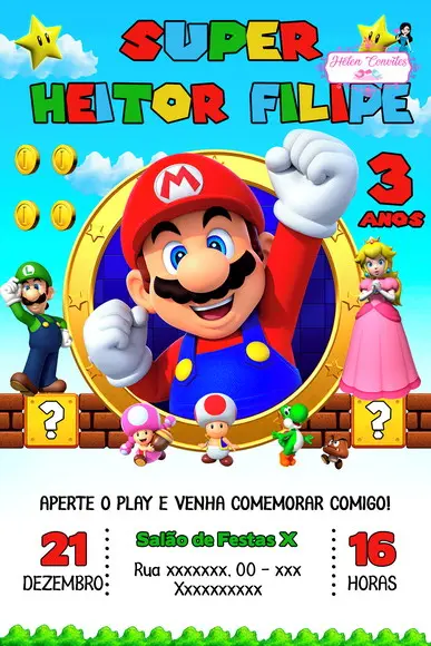 Convite Digital Super Mario Bros