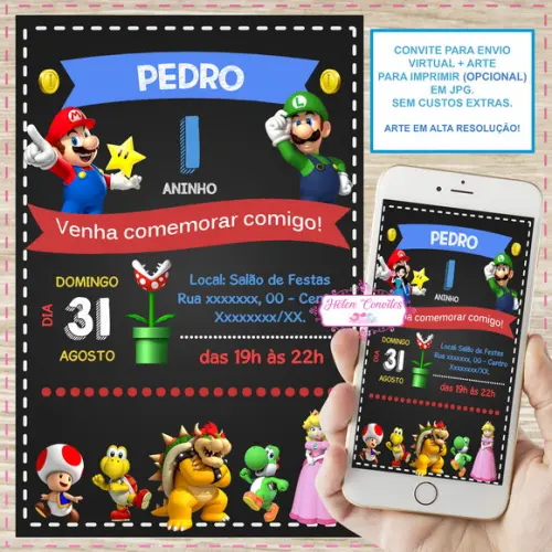 Convite Digital Super Mario Bros