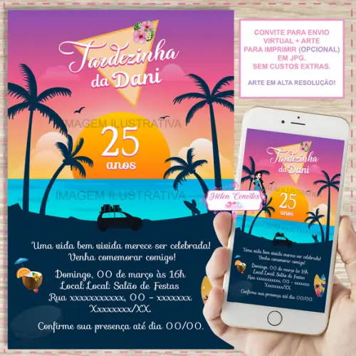 Convite Digital Tardezinha 20, 22, 25, 30, 40, 50 Anos