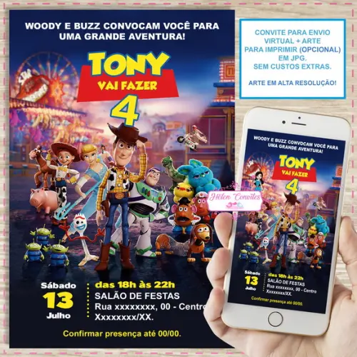 Convite Digital Toy Story 4
