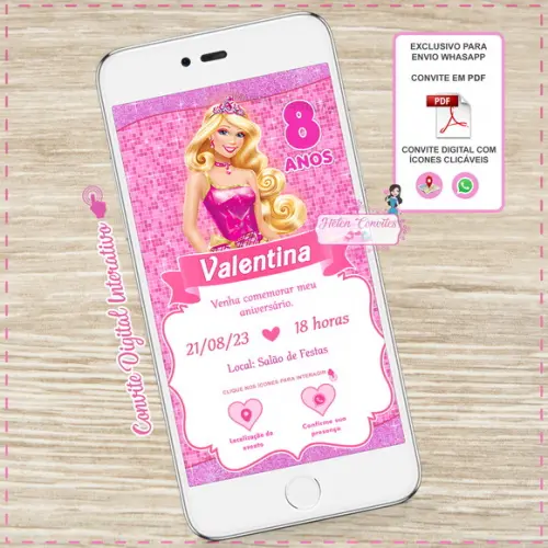 Convite Interativo Barbie - Digital