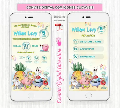 Convite Interativo Bob Esponja | Convite Virtual Interativo
