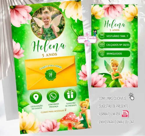 Convite Interativo e Animado Sininho ou Tinkerbell