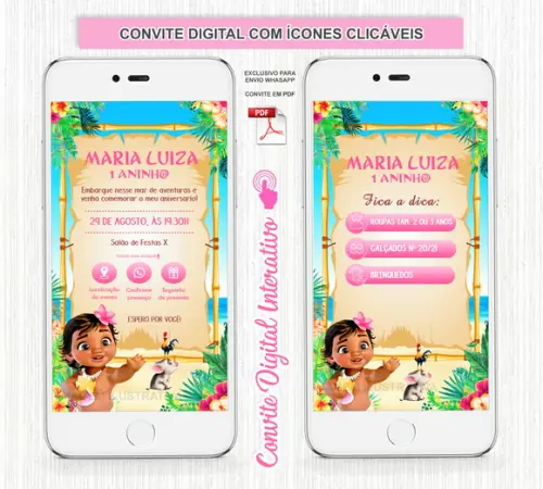 Convite Interativo Moana Baby | Convite Virtual Interativo