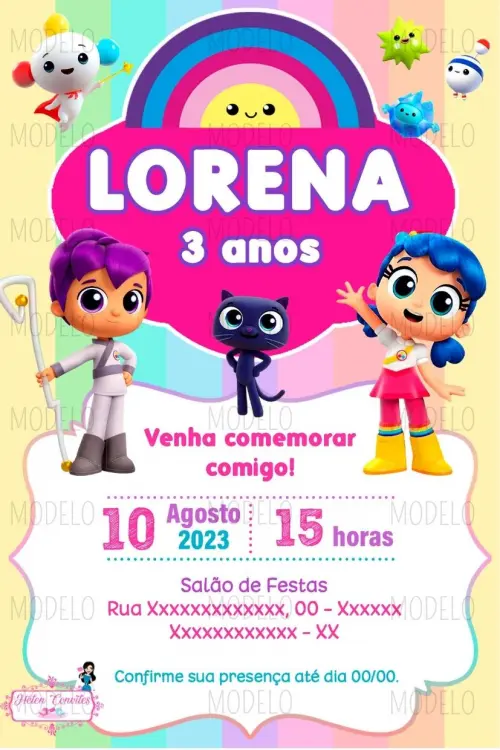 Convite Digital Vera e o Reino do Arco-Íris | Convite Vera