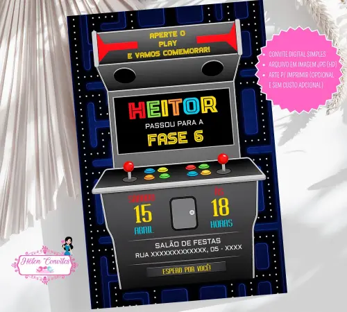 Convite Digital Video Game - Fliperama