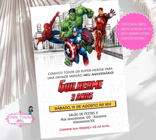 Convite Digital Vingadores