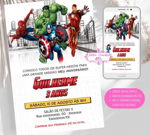 Convite Digital Vingadores