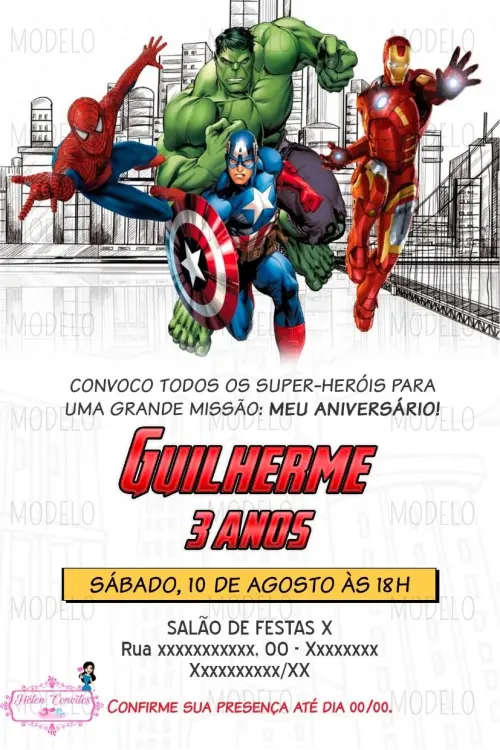 Convite Digital Vingadores