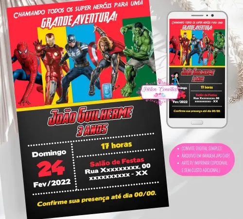 Convite Digital Vingadores