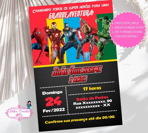 Convite Digital Vingadores
