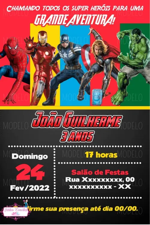 Convite Digital Vingadores
