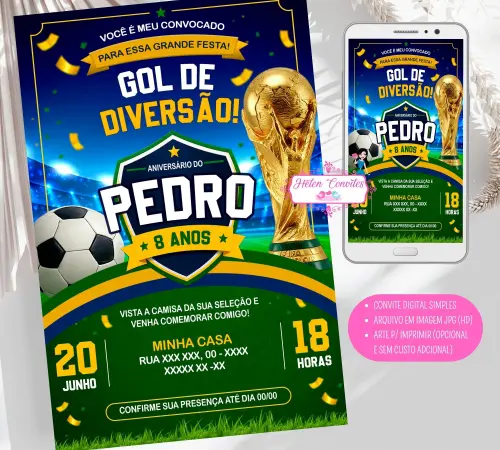 Convite Digital Copa do Mundo | Convite Virtual Futebol