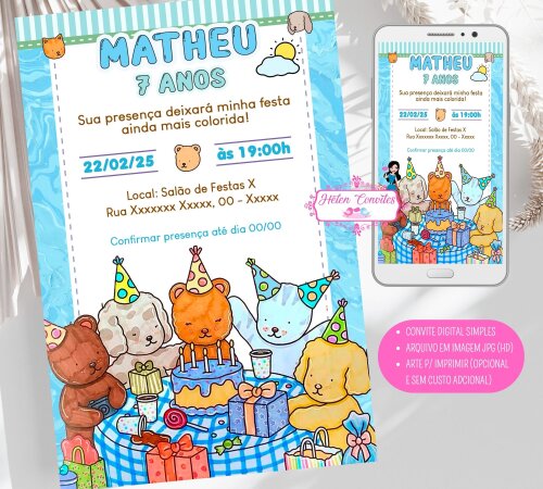 Convite Digital Bobbie Goods Menino