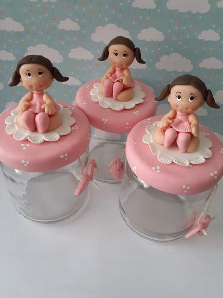 3 Potes de Vidro Decorados Menina
