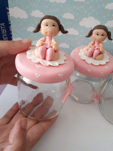 3 Potes de Vidro Decorados Menina