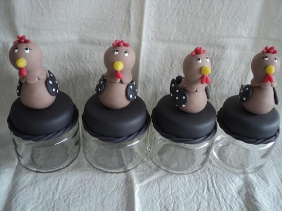 4 Potinhos para Tempero Galinhas
