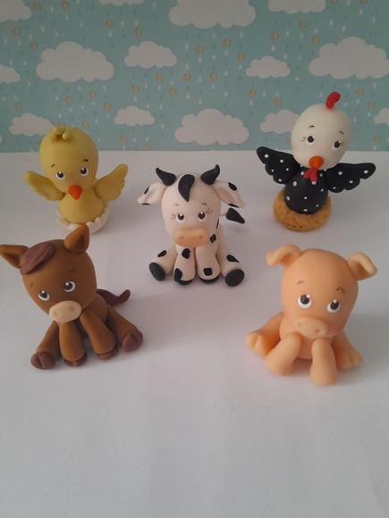 Bichinhos Apliques em Biscuit Fazendinha