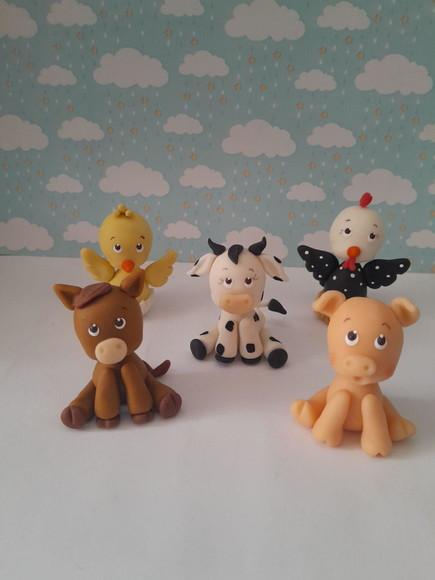 Bichinhos Apliques em Biscuit Fazendinha