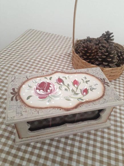 Caixa de Chá com 3 Divisórias Decorada