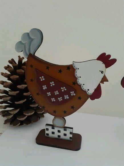 Conjunto Galo e Galinha em mdf