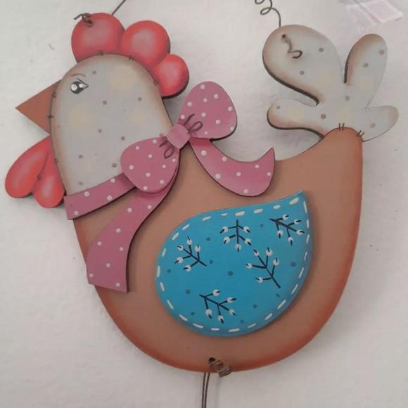 Enfeite de Porta Galinha Country em mdf