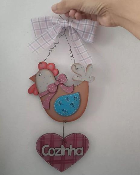 Enfeite de Porta Galinha Country em mdf