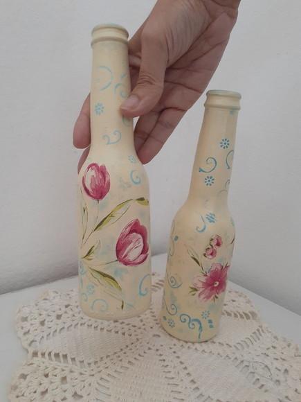 Garrafas de Vidro Decorativa Kit com 2 Garrafas Artesanal