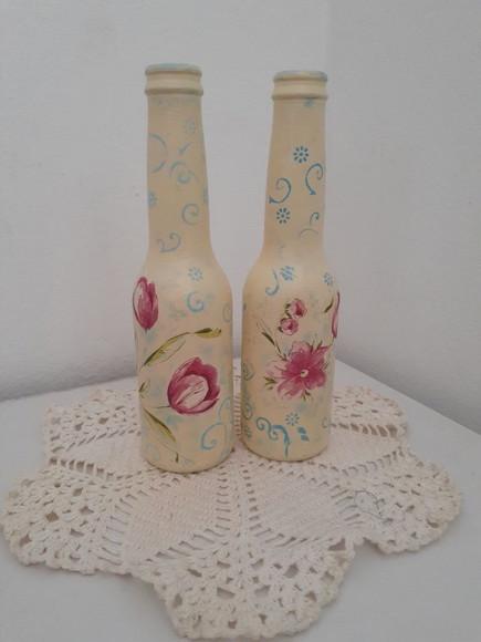 Garrafas de Vidro Decorativa Kit com 2 Garrafas Artesanal