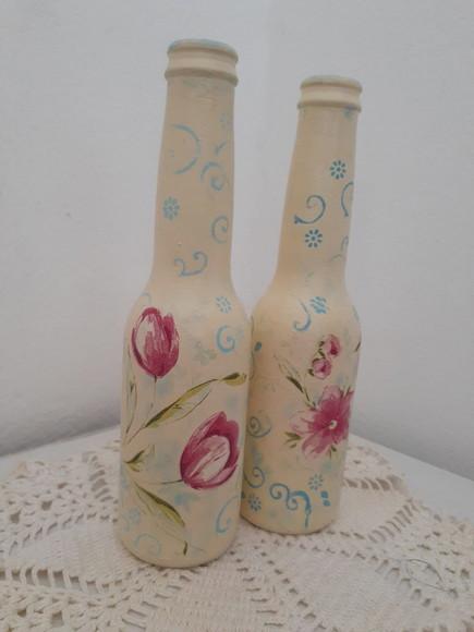 Garrafas de Vidro Decorativa Kit com 2 Garrafas Artesanal