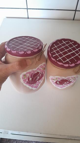 Kit com 2 Potes de Vidro Decorado