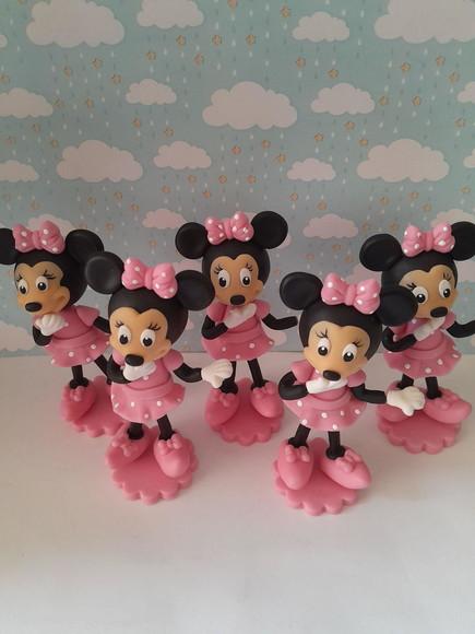 Kit com 5 Apliques Minie em Biscuit