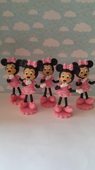 Kit com 5 Apliques Minie em Biscuit